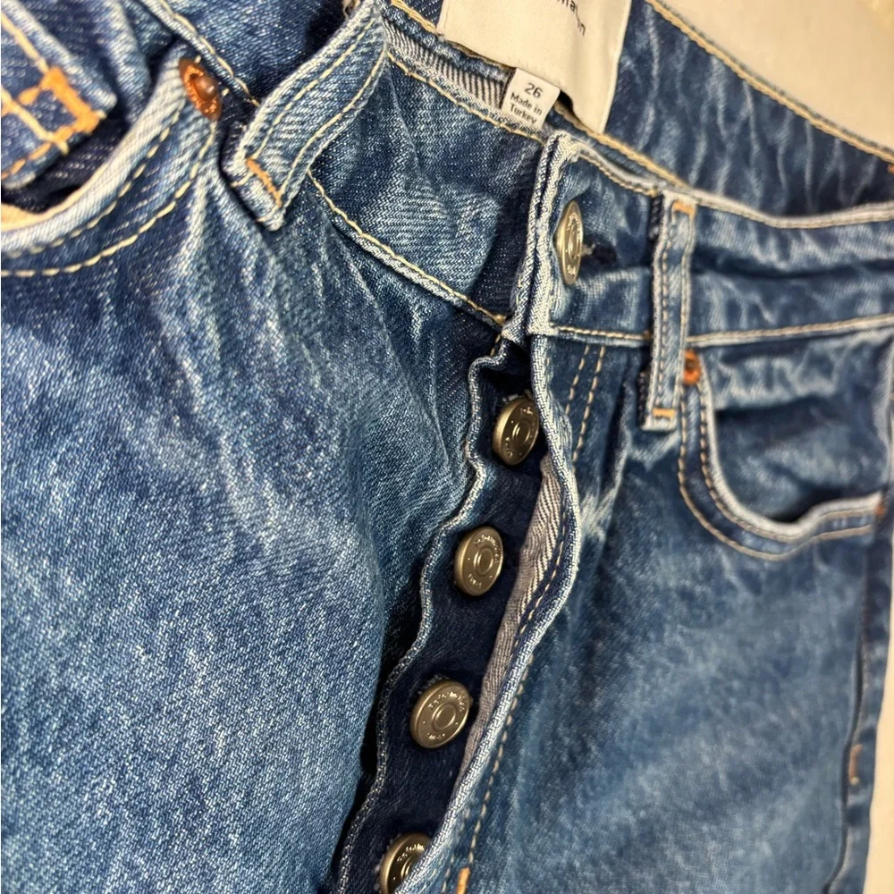 Reformation Cynthia High Rise Straight Jeans Womens Sz 26 Button Fly Blue Denim - Picture 7 of 15